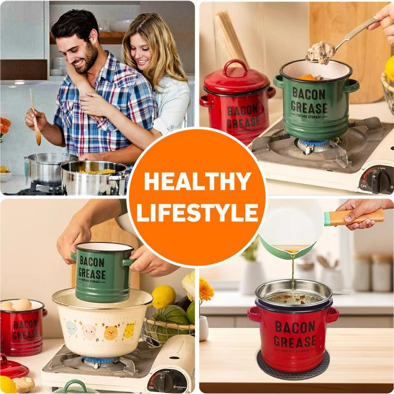 Bacon Grease Container with Strainer