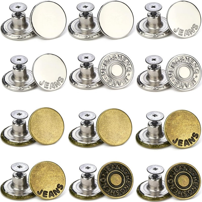 Adjustable No-Sew Jeans Button Kit (9 Pieces)