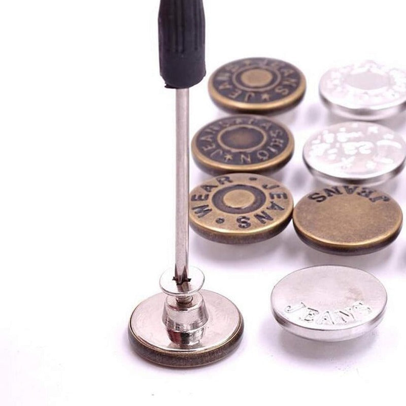 Adjustable No-Sew Jeans Button Kit (9 Pieces)