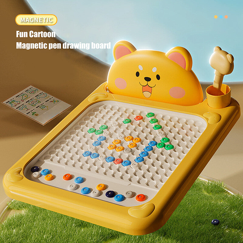 Cartoon Magnetic Drawing Board – Shiba & Bear Dot Art Toy for Kids