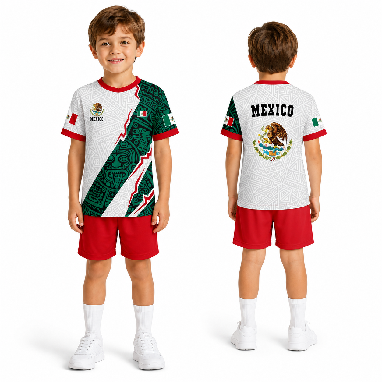 Kids Mexico-Inspired Soccer Jersey Set – Boys Football Fan Shirt & Shorts Outfit
