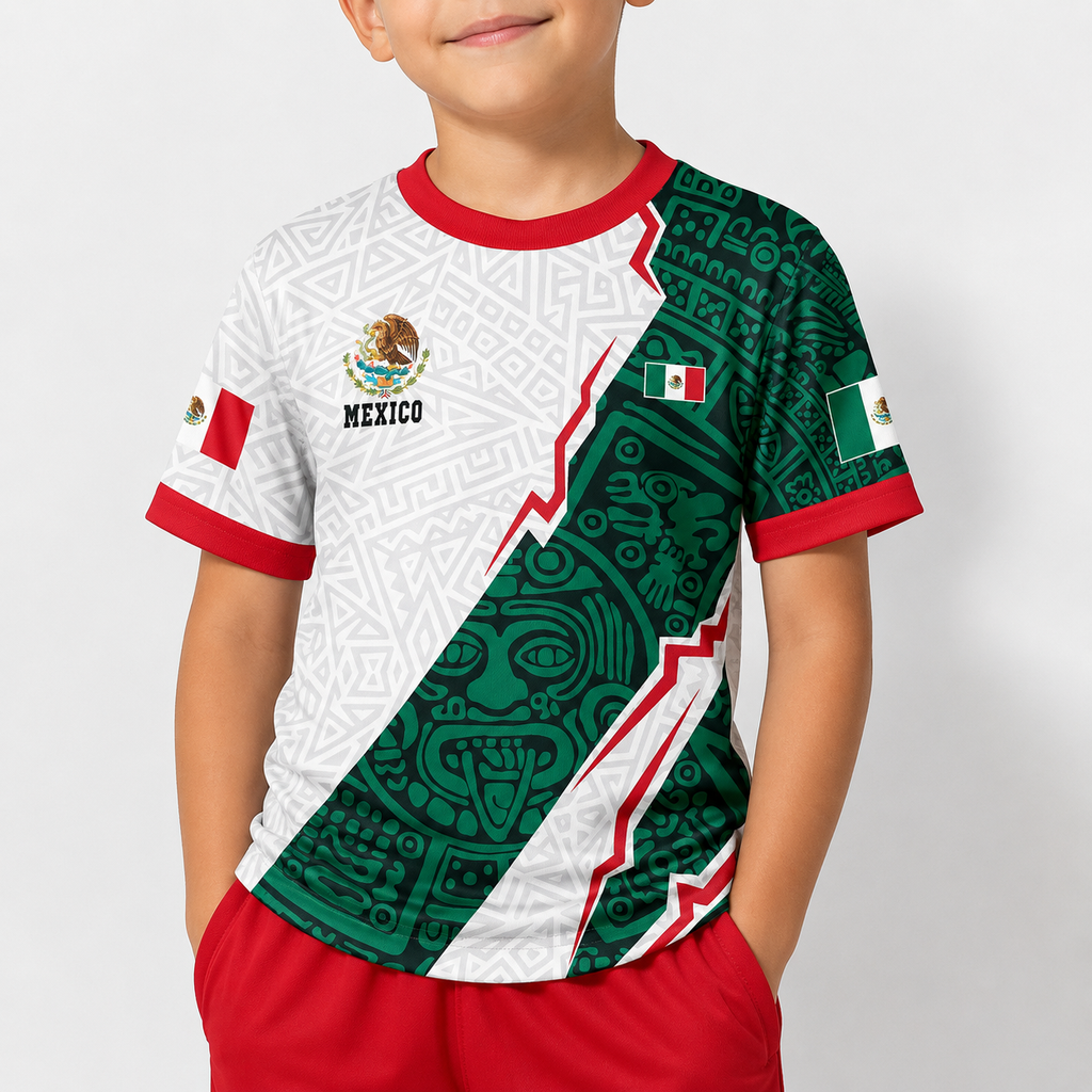 Kids Mexico-Inspired Soccer Jersey Set – Boys Football Fan Shirt & Shorts Outfit