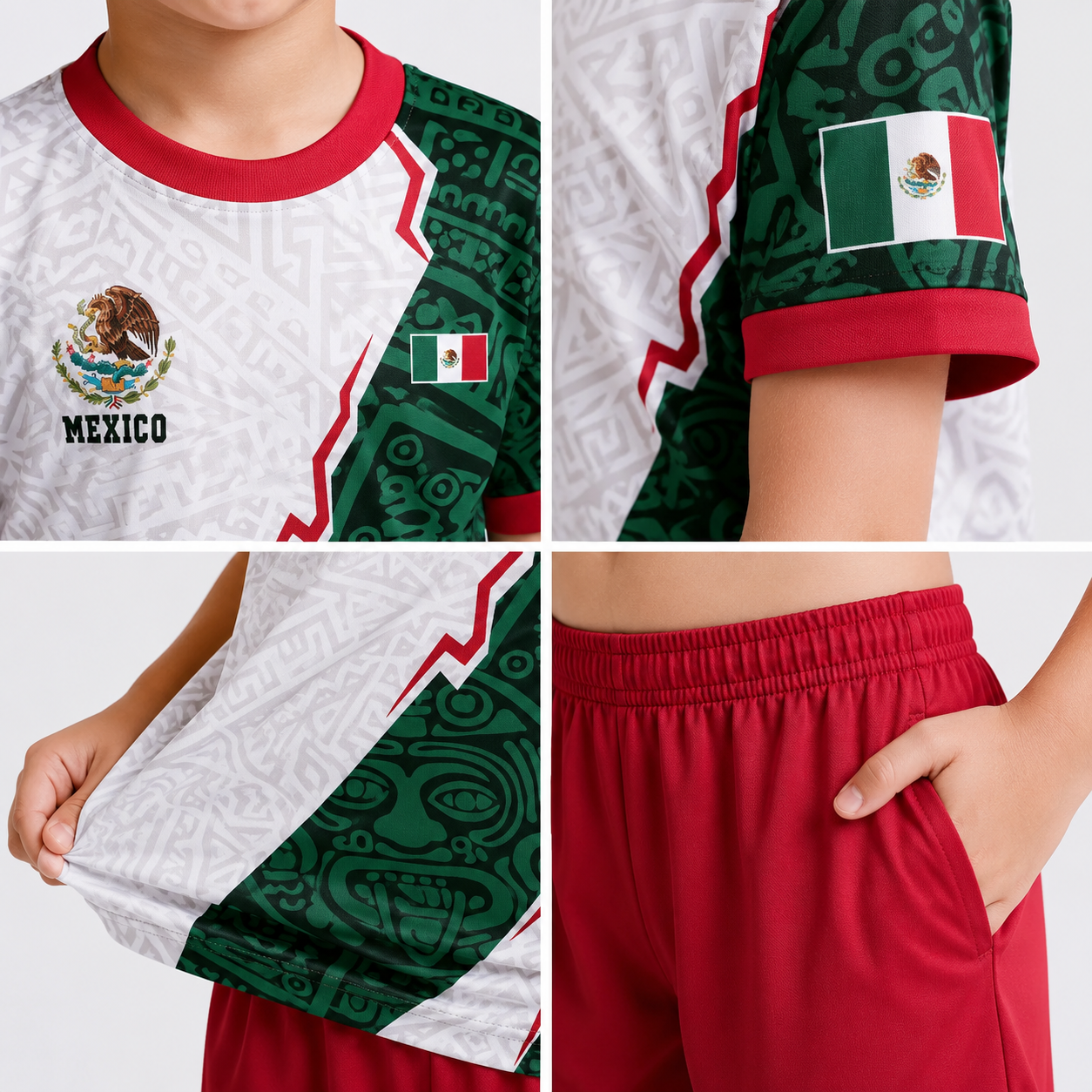Kids Mexico-Inspired Soccer Jersey Set – Boys Football Fan Shirt & Shorts Outfit