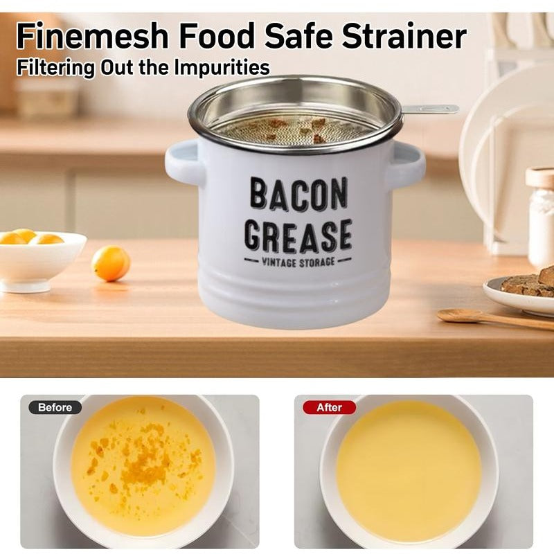 Bacon Grease Container with Strainer