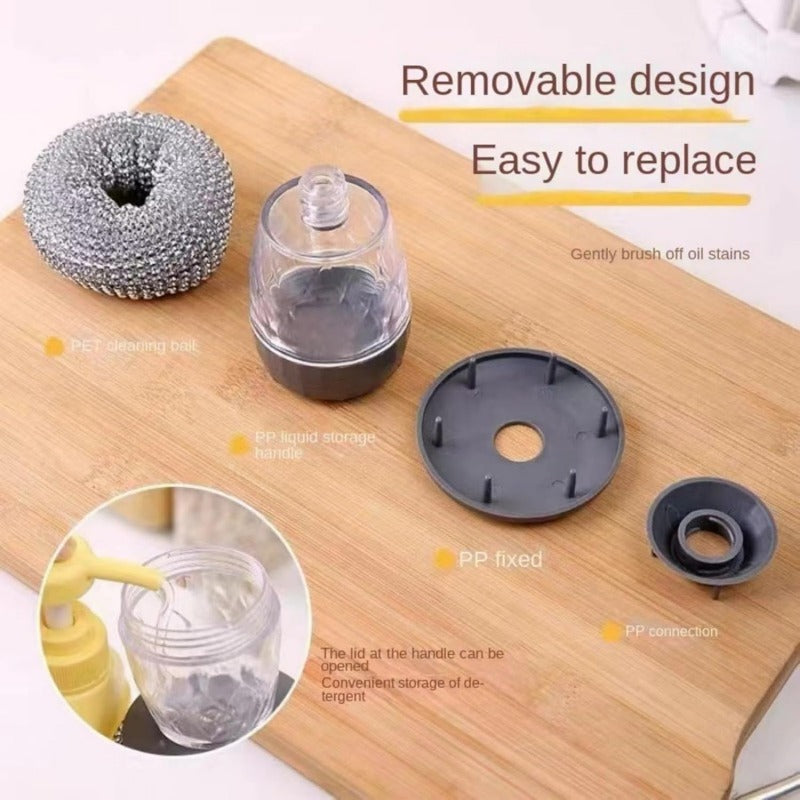 Soap-Dispensing PTE Scrubber – Heavy-Duty Kitchen Cleaning Tool